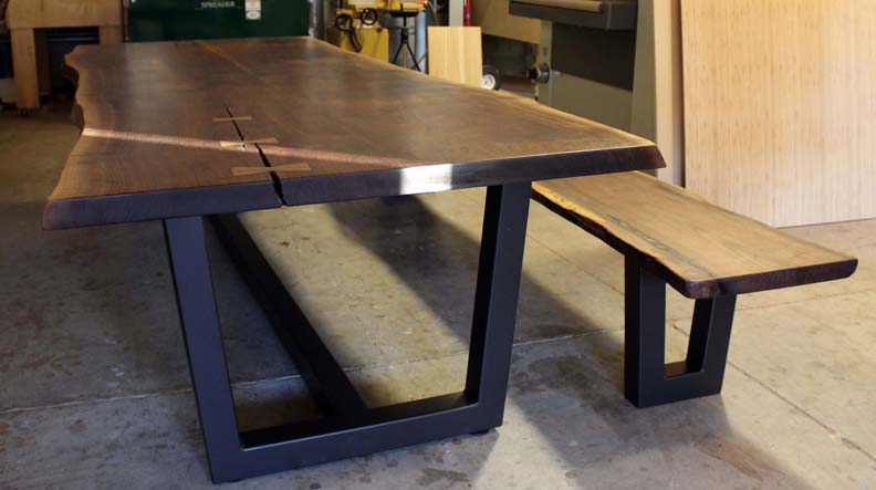 H9 Contemporary Table Legs with Live Edge Top