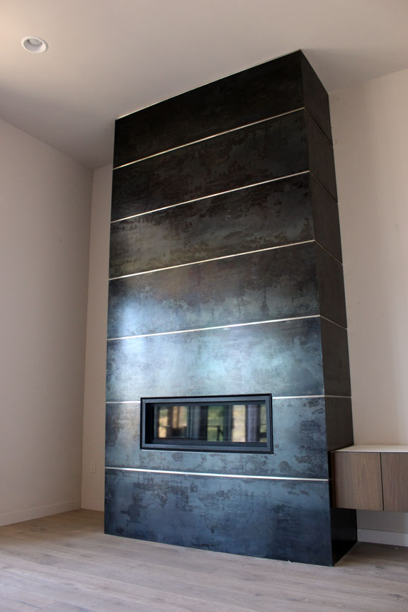 H4 Patinated Steel Fireplace Surround