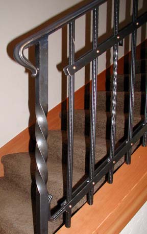 I30 Custom Railing with Copper Rivets and 1 1/4 Twisted Post